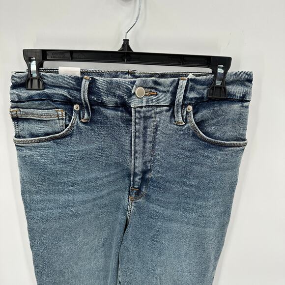 GOOD AMERICAN NWT Good Waist Chew Hem Cropped Jeans In Blue799 // 0 (25) - Picture 6 of 15